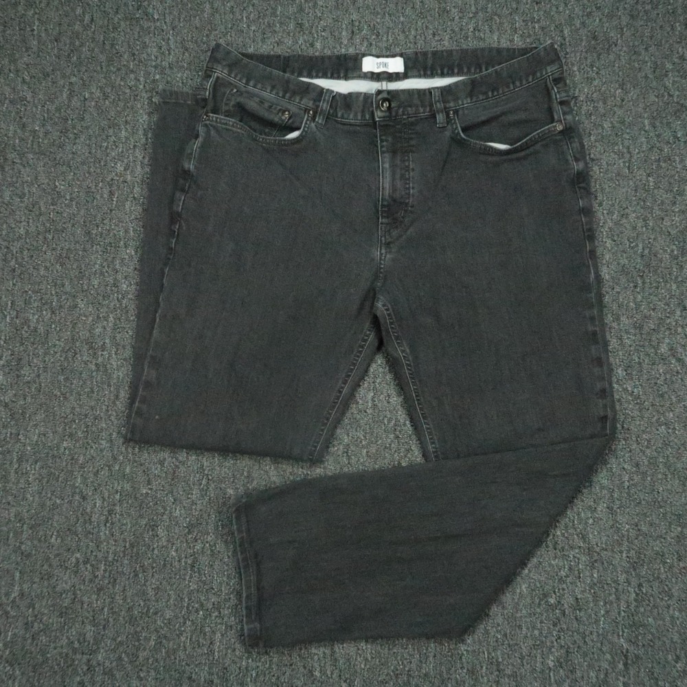 Spoke Jeans Mens 37x29 Faded Black Build B 5 Pocket Straight‎ Denim